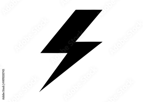 "Minimalist Lightning Bolt Vector – High Contrast Geometric Silhouette in Black and White"
