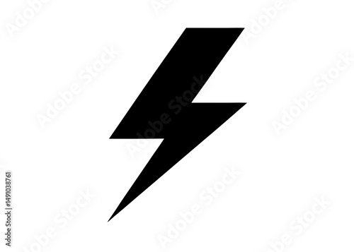 "Minimalist Lightning Bolt Vector – High Contrast Geometric Silhouette in Black and White"