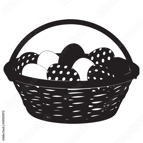 Easter Basket Silhouette Vector Illustration, Easter Eggs Vector Delightful Designs for Your Holiday Projects