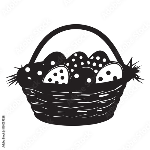 Easter Basket Silhouette Vector Illustration, Easter Eggs Vector Delightful Designs for Your Holiday Projects