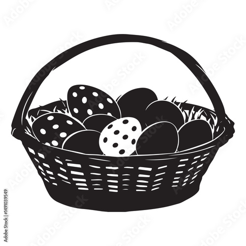 Easter Basket Silhouette Vector Illustration, Easter Eggs Vector Delightful Designs for Your Holiday Projects