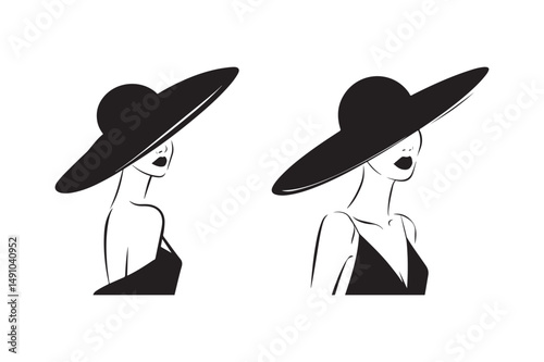 Elegant Woman Hat Silhouette Vector