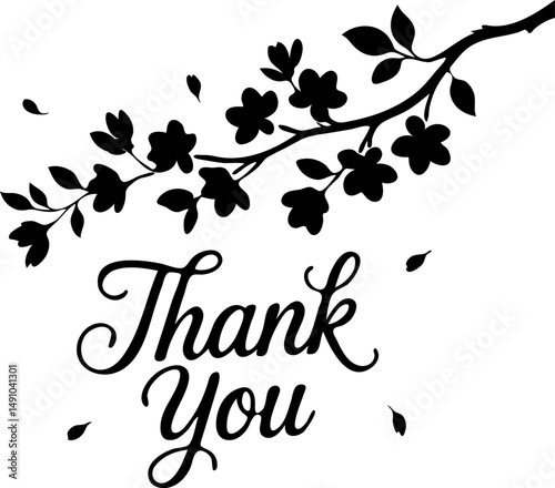Thank You Floral Branch Illustration