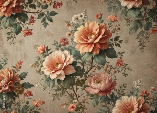 Wallpaper Mural Rustic faux flower wallpaper, vintage floral motif  , texture, summer Torontodigital.ca
