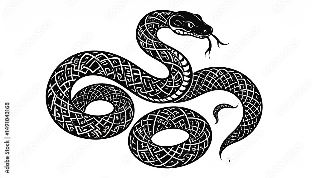 Obraz premium Ornate Snake Graphic Design.