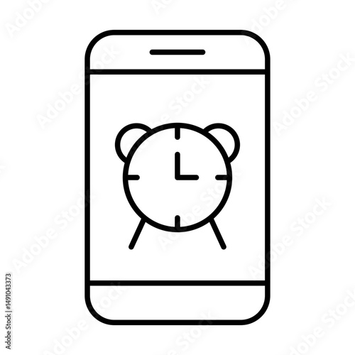 Mobile Alarm Notification Icon Showing Wake-Up Reminder Vector
