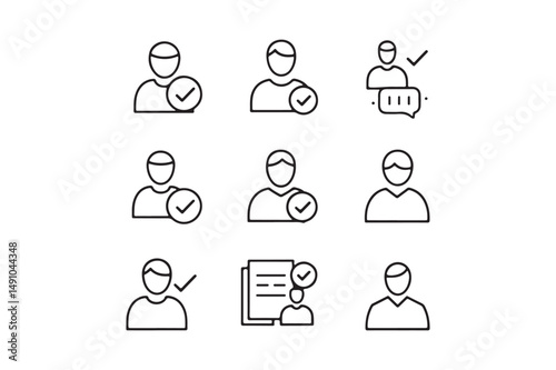 User Account Verification Line Icon Set