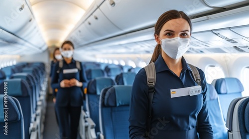 Airline Crew in Airplane Cabin