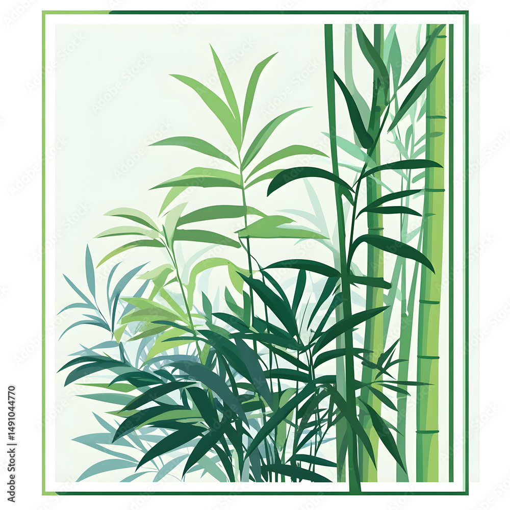 Fototapeta premium Detailed flat vector illustration of climber plants creeping to bamboo in a professional way