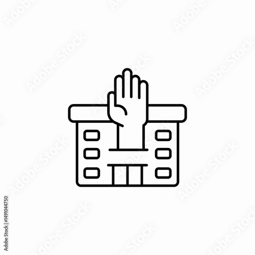 raised hands building icon sign vector