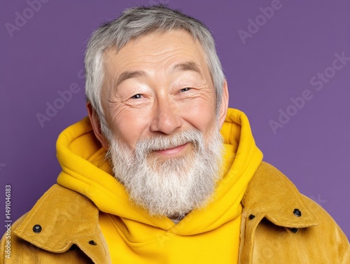 Elderly man with a white be...