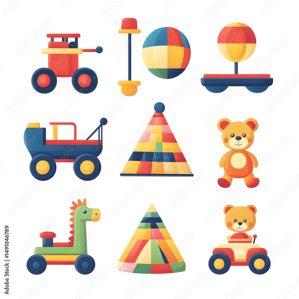 Vibrant Collection of Spinning Top Rocking Horse Toys for Kids Playtime Vibrant Collection of Spinning Top Rocking Horse Toys for Kids Playtime