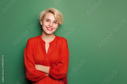 Blonde woman with short hai...