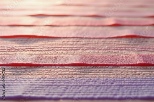 Abstract pattern with alternating pink and purple textured stripes in soft light