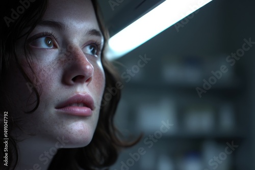 Young woman with freckles g...