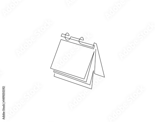 Loose leaf calendar outline drawing illustration. Continuous line draw of number date vector