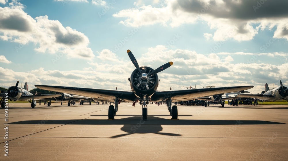 Fototapeta premium Vintage Warplanes on Airport