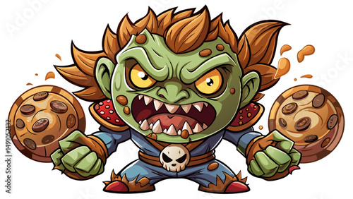 cookies angry zombie mascot Vector illustrations for your work Logo, merchandise t-shirt, stickers and Label designs, poster, greeting cards advertising business company or ...