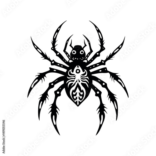 An attractive tribal spider silhouette design spider on a white background