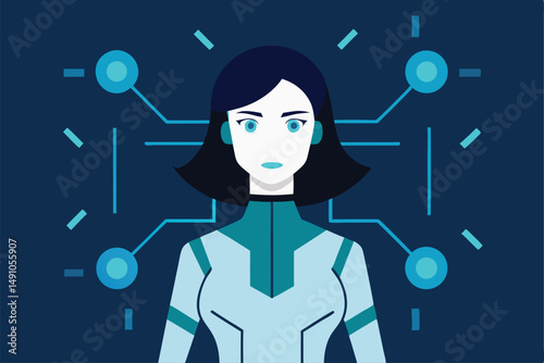 woman portrait, cyberpunk style, futuristic background, glowing digital interface, detailed facial features, bold colors, dynamic composition, cinematic lighting, highly detailed digital art
