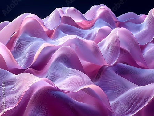 Abstract rippled fabric textures in shades of pink and purple
