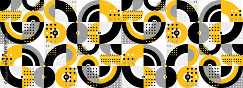 Seamless vector abstract background in yellow color, geometric seamless pattern, tiling endless wallpaper with geometrical shapes structure.