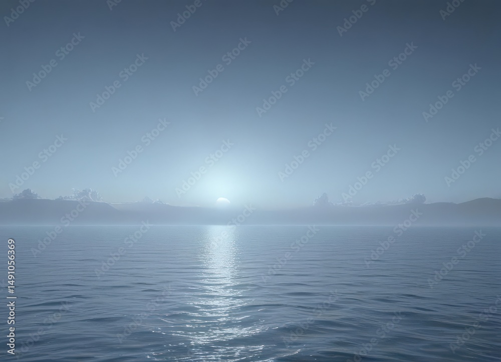 Fototapeta premium Gentle, hazy light blue gradient fading to darker shade, dreamy abstract seascape, sky, scene