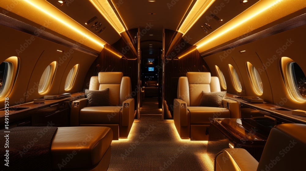 Fototapeta premium Luxury Private Jet Interior Design
