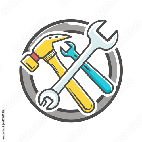 handyman tools hammer wrench repair build logo icon