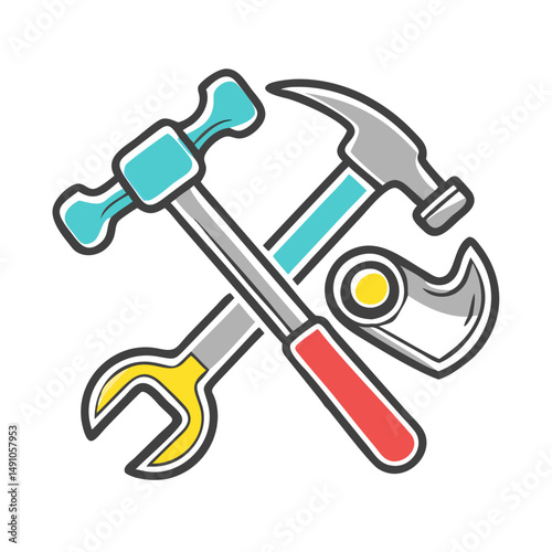 handyman tools hammer wrench repair build logo icon