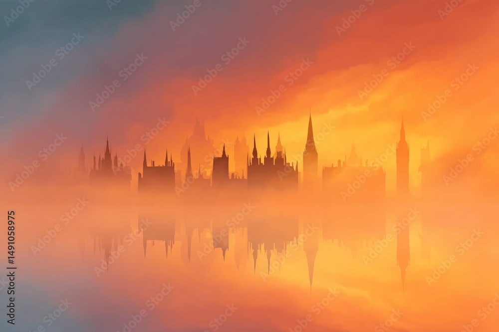 Obraz premium Miniature Buildings Illustration with Detailed Architecture