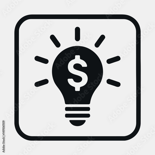 Lightbulb Icon with Dollar Sign for Financial Idea or Innovation