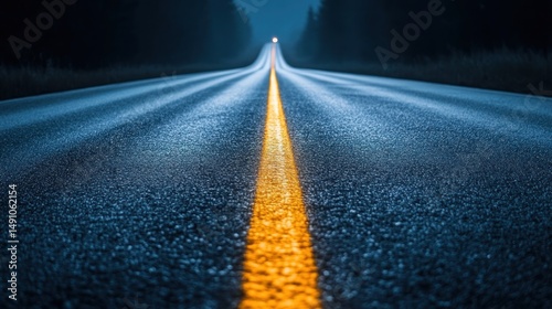 Highway stretches into distance highlighted by striking golden line