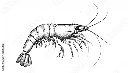 Shrimp Drawing Illustration.