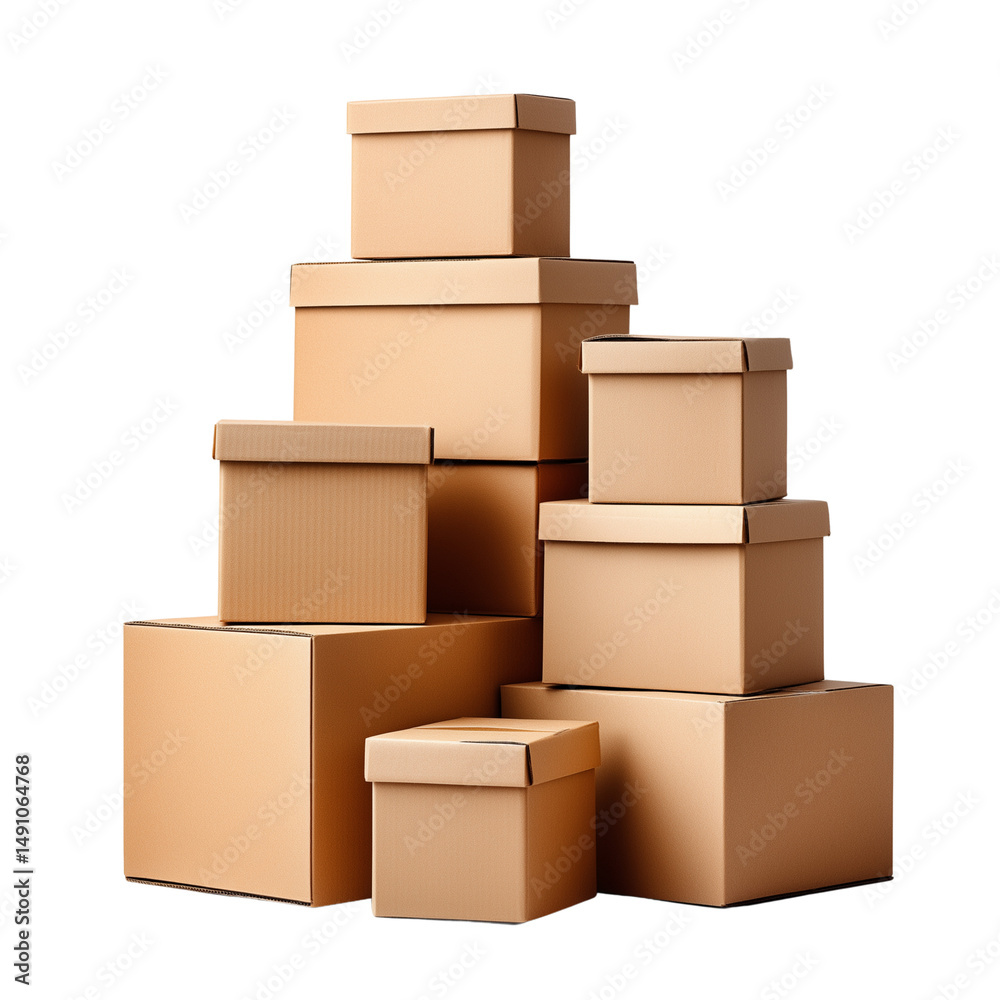 Fototapeta premium Stack of cardboard boxes on a white background