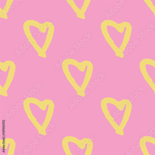 Seamless pattern with hand drawn heart doodle for decorative print, wrapping paper, greeting cards and fabric