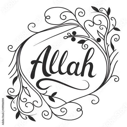 Allah words is very sweet,  it  is  white  background , we  love Allah.