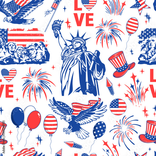 Patriotic patterns with freedom symbols