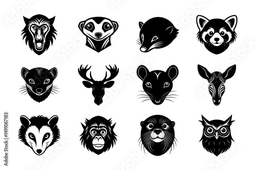 Animal Head Silhouette Vector Set