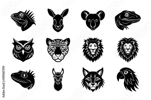 Animal Head Silhouette Vector Set