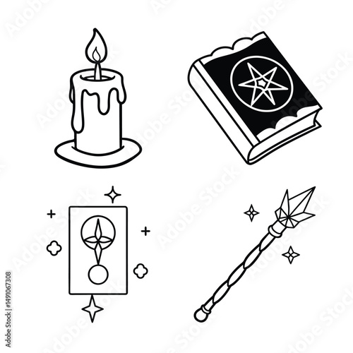 Esoteric Ritual Implements & Sacred Tools Line Art