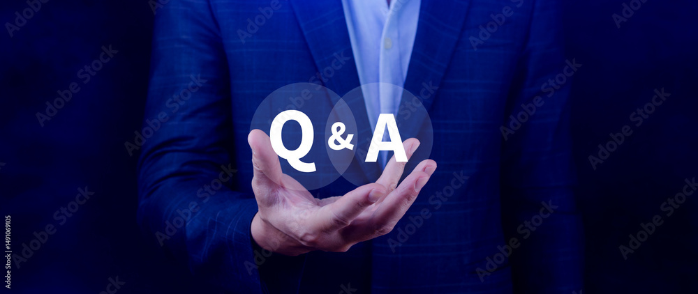 Fototapeta premium Q and A questions and answers symbol, FAQ, frequency asked questions, Answer, Question Ask, Information, Communication and Brainstorming Concepts