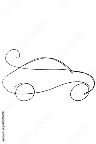 Minimal Car Silhouette for Automotive Branding, Transport Icons and Modern Mobility Projects – one line illustration, continuous line art, single line sketch