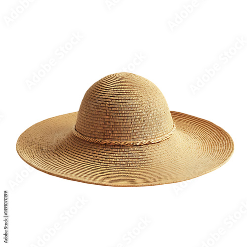 Modern Wide Brim Sun Hat with a Minimalist Design Isolated on Transparent Background
