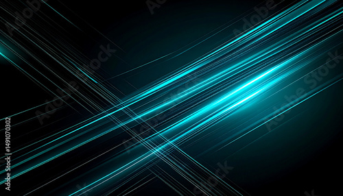 Technology background with teal lines. AI