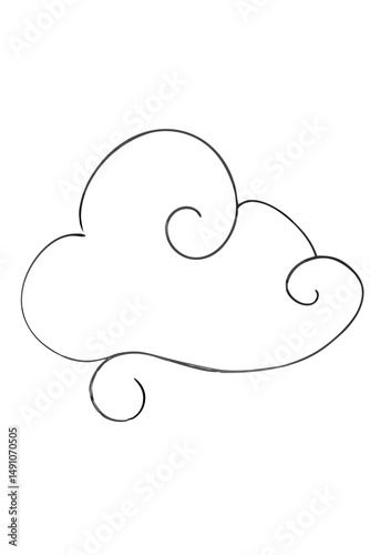 Cloud Outline for Weather Apps, Calm-Themed Blogs and Children’s Book Illustrations – one line illustration, continuous line art, single line sketch