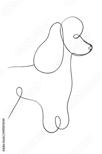 Minimalist Dog Silhouette  – one line illustration, continuous line art, single line sketch