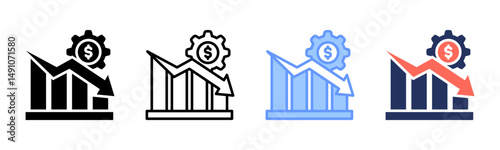 Reduce Cost icon sheet multiple style collection