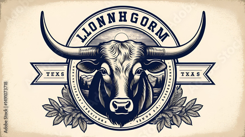 longhorn texas logo vintage vector illustration design, animal wildlife label design