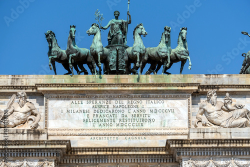 The Porta Sempione in Milan on a sunny day